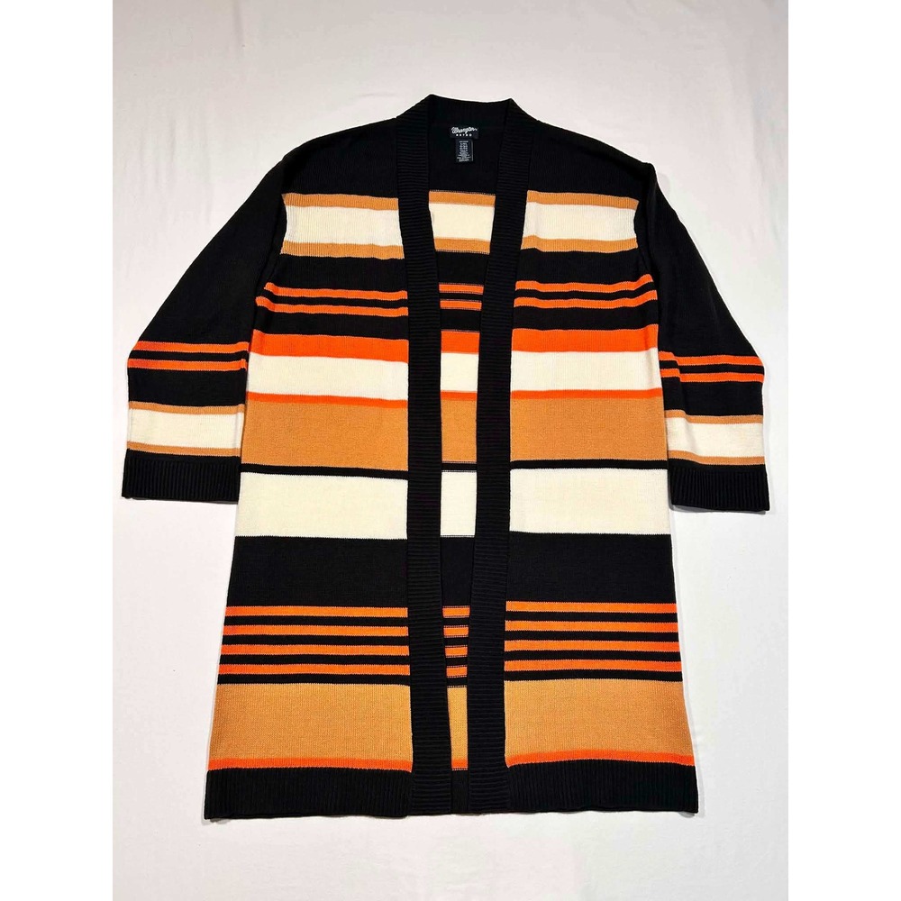 Wrangler Retro Womens L/XL Striped Open Front Longline Cardigan Sweater LW5386M
